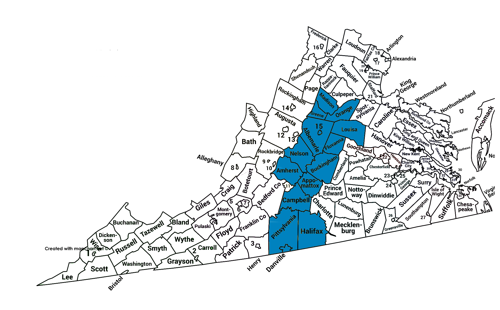 켈시 해리스 지역 지도