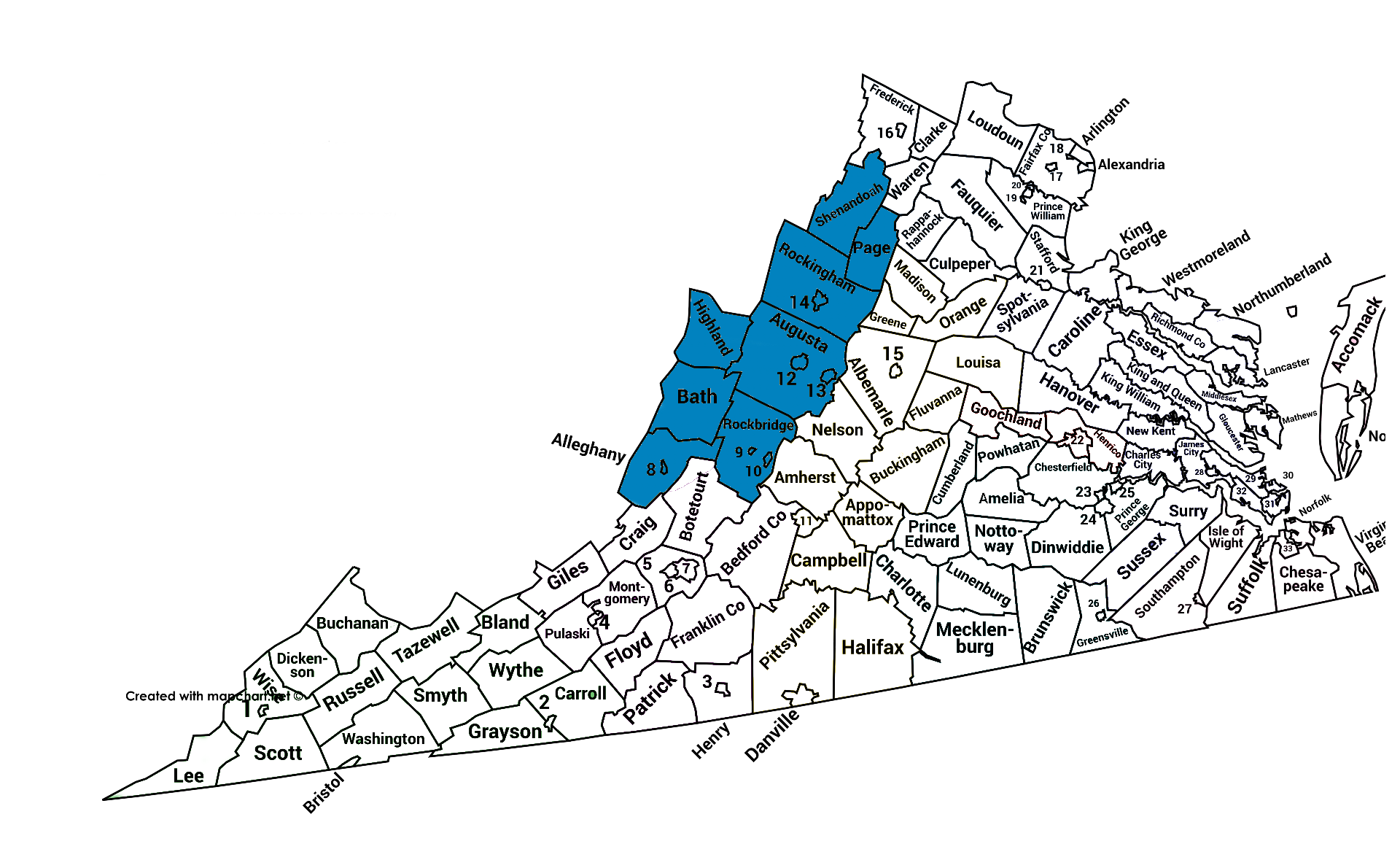 크리스티나 피슈바흐 지역 지도