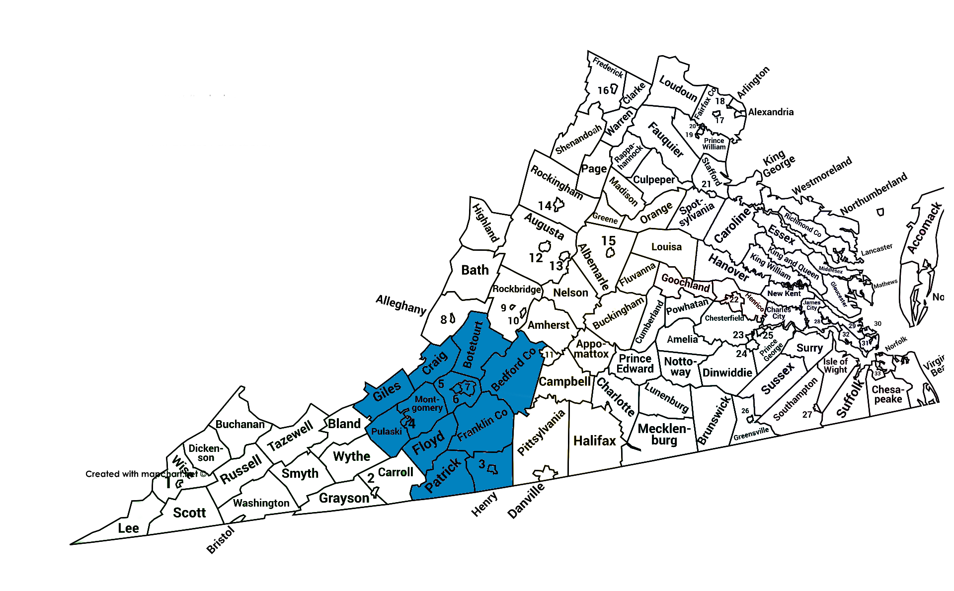 수잔 페리 지역 지도